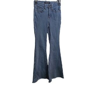Judy Blue Jeans Girls White Stripe High Waist Super Flare Bell Bottom